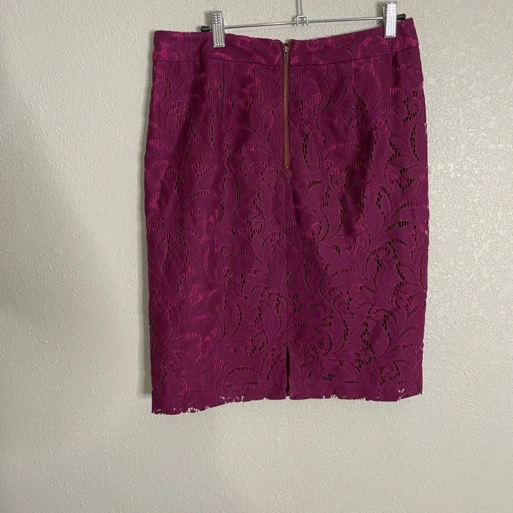 CAbi Purple Lace Knee Length Career Pencil Skirt 6